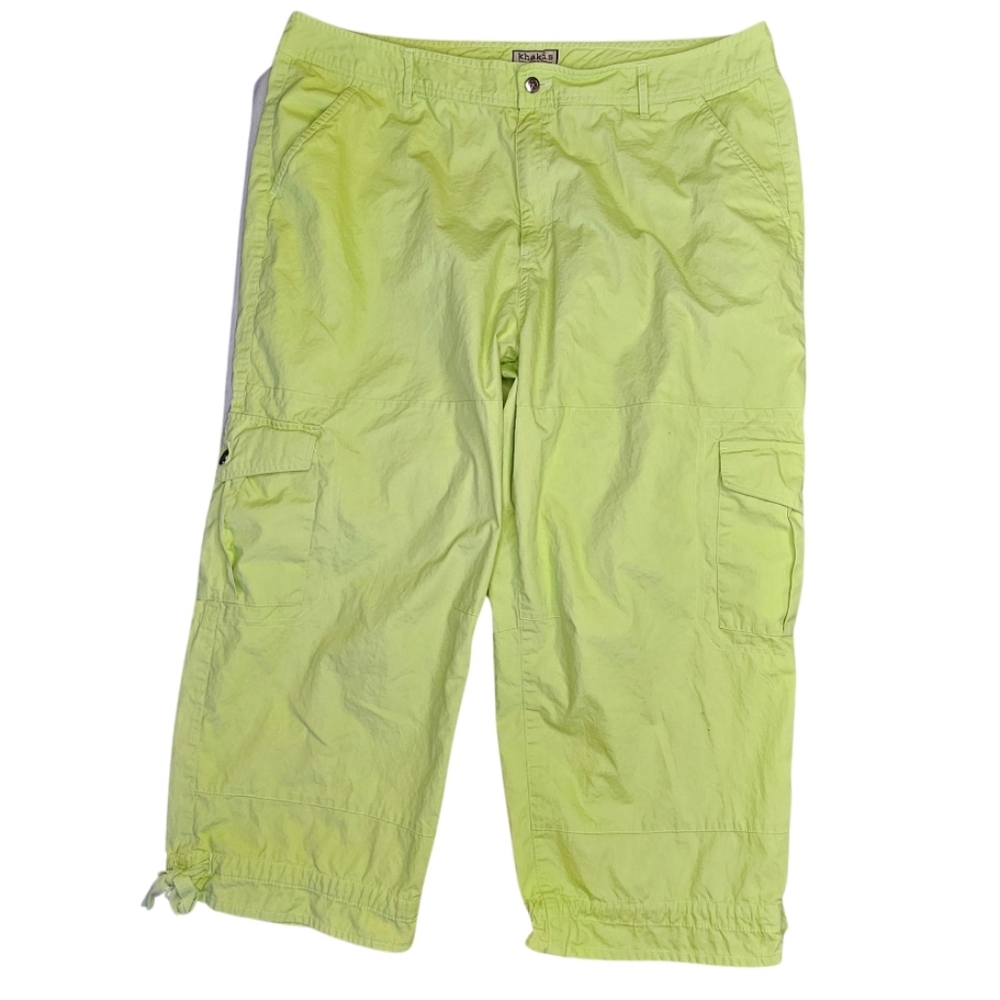 Khakis Lime Green Cargo Crop Pants size 22W Cotton X-2517